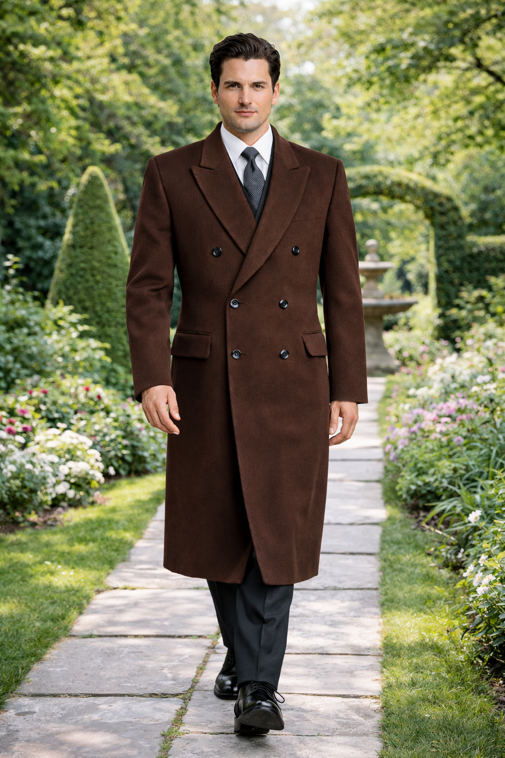 Authentic Fully Lined Double Breasted men's Wool Blend Long Dress Coat