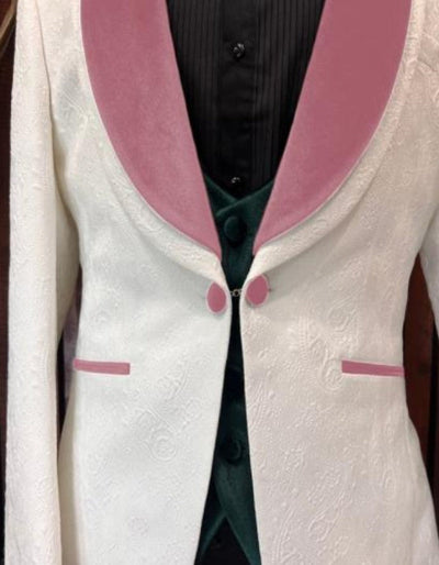 White and Pink Tuxedo - Prom Suit (Jacket + Pants + Vest + Bowtie Package) 5   - from alligatorwarehouse.com