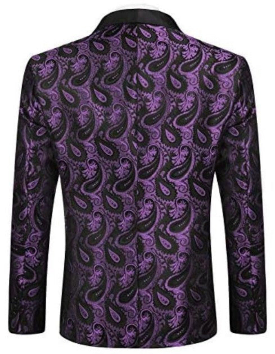 Mardi Gras Purple Tuxedo Dinner Jacket - Purple Paisley Blazer