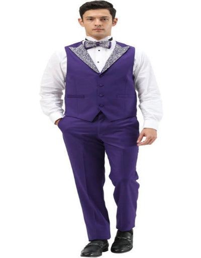 Purple Prom Tuxedo - Perfect Wedding Suit Vested Rhinestone Lapelled 2   - from alligatorwarehouse.com