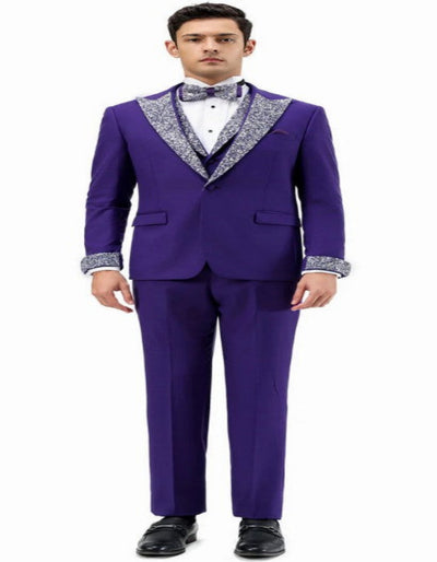 Purple Prom Tuxedo - Perfect Wedding Suit Vested Rhinestone Lapelled 3   - from alligatorwarehouse.com