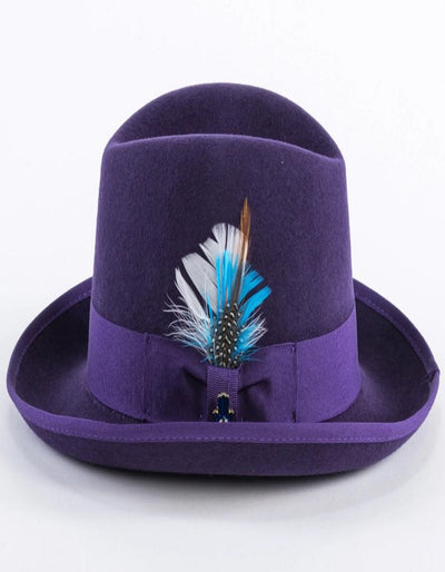 Purple Dress Hat 1920s Fedora Style - Mens Classic Gangster Godfather Wool Dress Hat in Purple 1   - from alligatorwarehouse.com