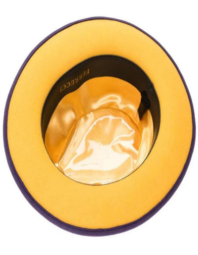 Purple and Gold Dress Hat 1920s Fedora Style - Men's Classic Two Tone Fedora Dress Hat in Purple and Gold 3   - from alligatorwarehouse.com