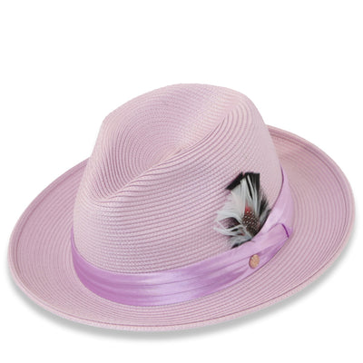 Tapa Crushable Straw Hat Fedora in Purple 1   - from alligatorwarehouse.com