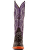 Ferrini Women's Rancher Square Toe Boots Crocodile Print - Black/Purple 5 90493-04-060-B  - from alligatorwarehouse.com