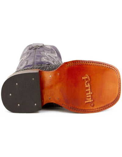 Ferrini Women's Rancher Square Toe Boots Crocodile Print - Black/Purple 6 90493-04-060-B  - from alligatorwarehouse.com