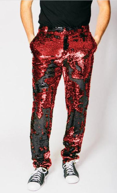 Mens Sequin Pants - Red Dress Party Pants 1   - from alligatorwarehouse.com