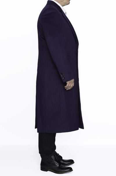 Mens Overcoat Mens Topcoat Mens Purple 3 Button Wool Dress Top Coat - Three Quarter 34 Inch Length 2   - from alligatorwarehouse.com