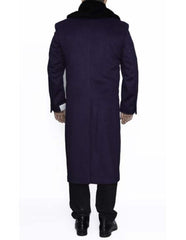 Mens Overcoat Mens Purple 3 Button Dress Coat - Three Quarter 34 Inch Length