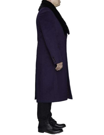 Mens Overcoat Mens Purple 3 Button Dress Coat - Three Quarter 34 Inch Length 2   - from alligatorwarehouse.com