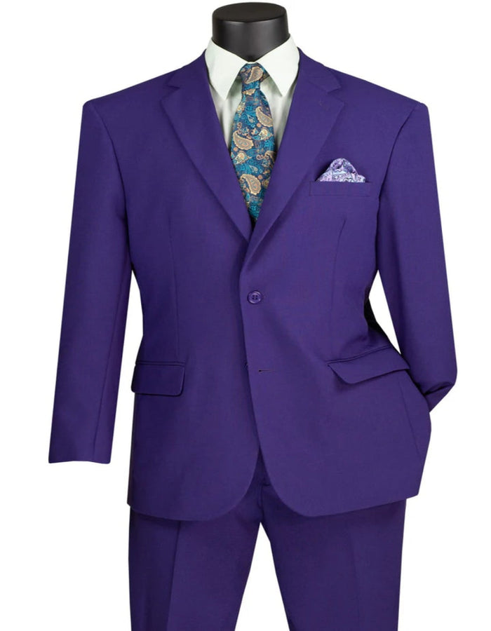 Purple Suit For Men - Mens 2 Button Classic Rayon Fabric Purple Suit