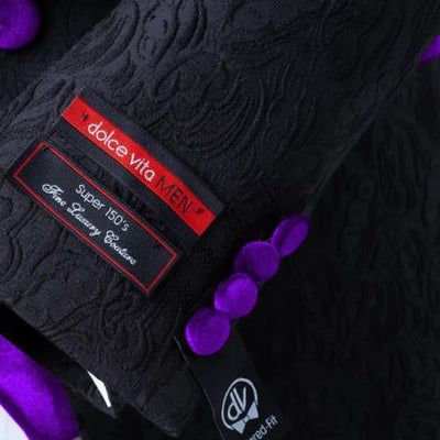Mens Black With Purple Velvet Lapel 3-Piece Tailored-Fit Tuxedo 3   - from alligatorwarehouse.com