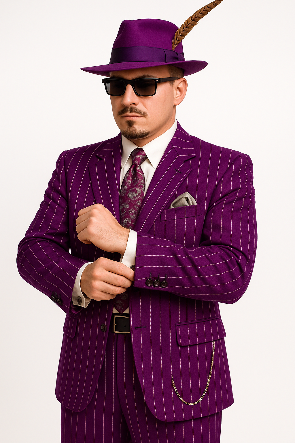 Purple Pinstripe Zoot Suit  3 Piece 1920s/1930s Gangster Outfit (Jacket and Pants and Vest)  Vintage Fashion