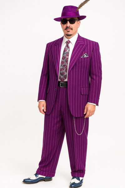 Purple Pinstripe Zoot Suit  3 Piece 1920s/1930s Gangster Outfit (Jacket and Pants and Vest)  Vintage Fashion 8   - from alligatorwarehouse.com
