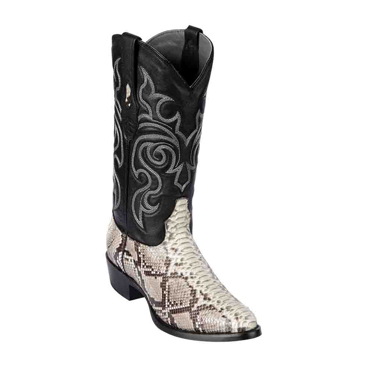 Los Altos Men Natural Python Snakeskin Round Toe Boots