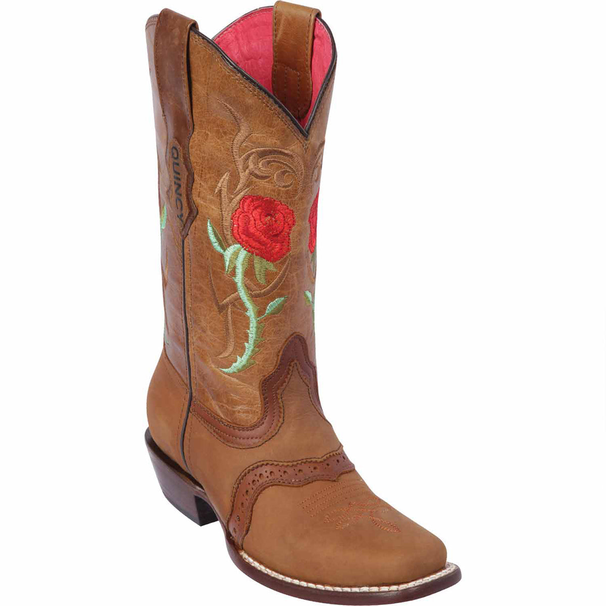 Red Rose Square Toe Women's Cowboy Boots 1   - from alligatorwarehouse.com