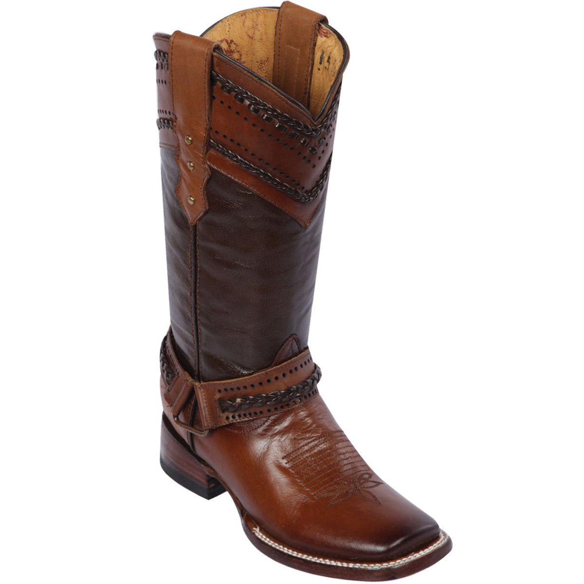 Wide Square Toe Cowgirl Boots with harness 