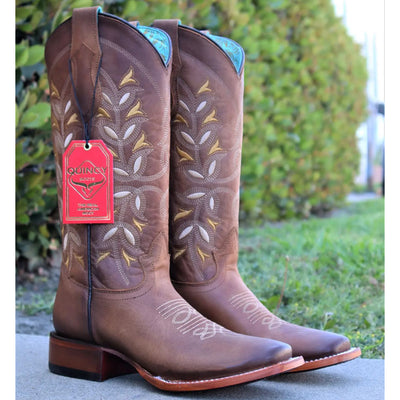 Honey Floral Square Toe Cowgirl Boots 1   - from alligatorwarehouse.com