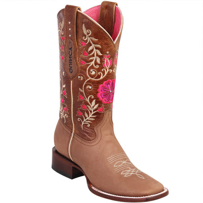 Tan Flowered Cowgirl Boots 1 Q322F6231M:Q322F6231050M  - from alligatorwarehouse.com