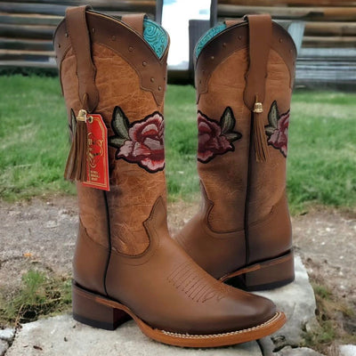 Honey Flowered Cowgirl Boots 1   - from alligatorwarehouse.com