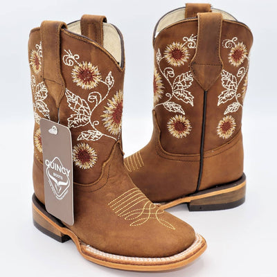 Kids Sunflower Square Toe Cowgirl Boots 1 Q422G6231-7  - from alligatorwarehouse.com