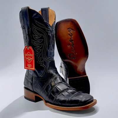 Aligator Print Black Square Toe Boots 2 Q8221705EE:Q8221705060EE  - from alligatorwarehouse.com