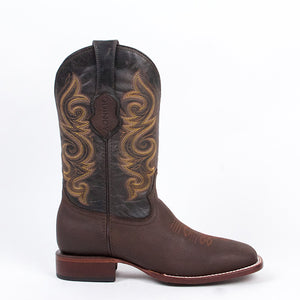 Brown Wide Square Toe Boots