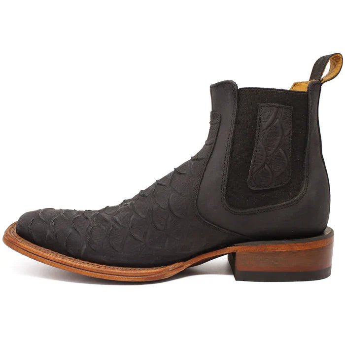 Botines de Piton Grabado Punta Cuadrada Color Negro 4   - from alligatorwarehouse.com