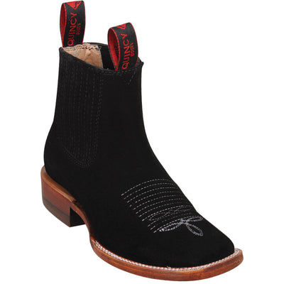 Mens Black Suede Boots - Square Toe 1   - from alligatorwarehouse.com