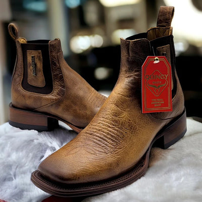 Square Toe Ankle Boots Tan Brown 1   - from alligatorwarehouse.com