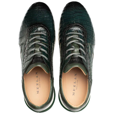 Men's Quevedo  Forest/Green Genuine Crocodile Exotic Sneaker By Mezlan Made In Spain Brand 4   - from alligatorwarehouse.com