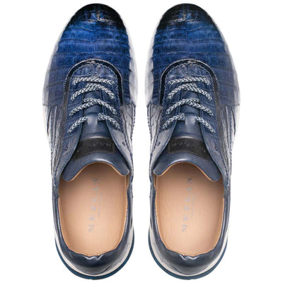 Men's Quevedo Jean/Blue Genuine Crocodile Exotic Sneaker By Mezlan Made In Spain Brand 3   - from alligatorwarehouse.com