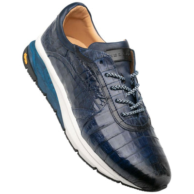 Men's Quevedo Jean/Blue Genuine Crocodile Exotic Sneaker By Mezlan Made In Spain Brand 1   - from alligatorwarehouse.com