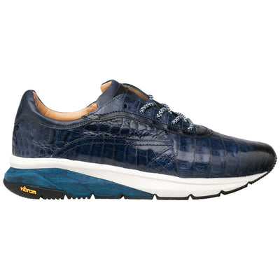 Men's Quevedo Jean/Blue Genuine Crocodile Exotic Sneaker By Mezlan Made In Spain Brand 2   - from alligatorwarehouse.com