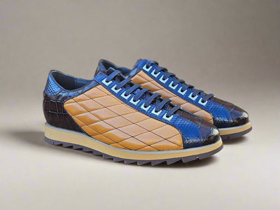 Quilted Leather Sneaker 1 KS626-02CECHESTNUT75  - from alligatorwarehouse.com