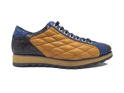 Quilted Leather Sneaker 4 KS626-02CECHESTNUT75  - from alligatorwarehouse.com