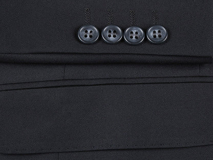 Half Canvas Wool Dress Suit Regular Fit 2 Piece in Black