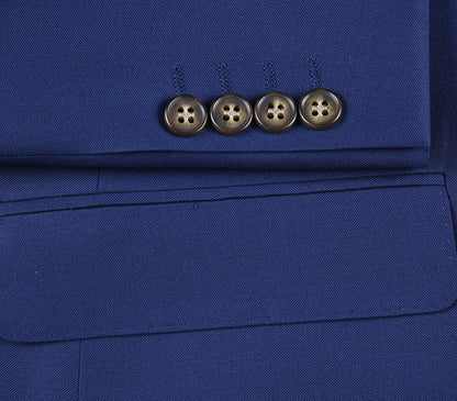Half Canvas Wool Dress Suit Modern Fit 2 Piece in Blue