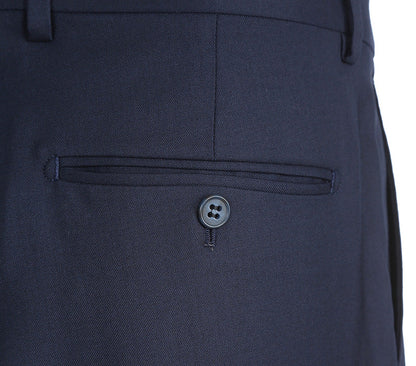Half Canvas Stretch Wool Dress Suit Modern Fit 2 Piece in Navy