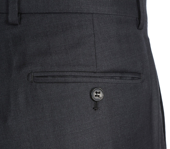 Half Canvas Wool Dress Suit Modern Fit 2 Piece in Charcoal