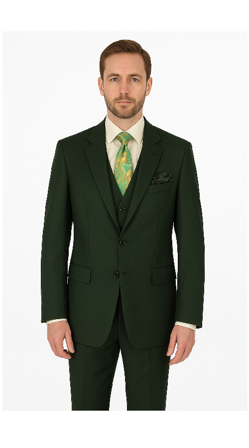 Rossi Man ELI RM117 – Classic 3-Piece Men’s Suit in Hunter Green