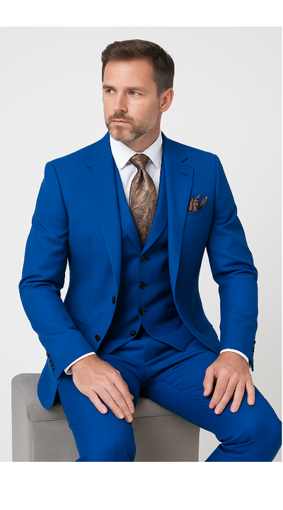 Royal Blue 3-Piece Suit – Rossi Man ELI RM110 Slim Fit Men’s Formalwear 4 CYRUS-RM117  - from alligatorwarehouse.com