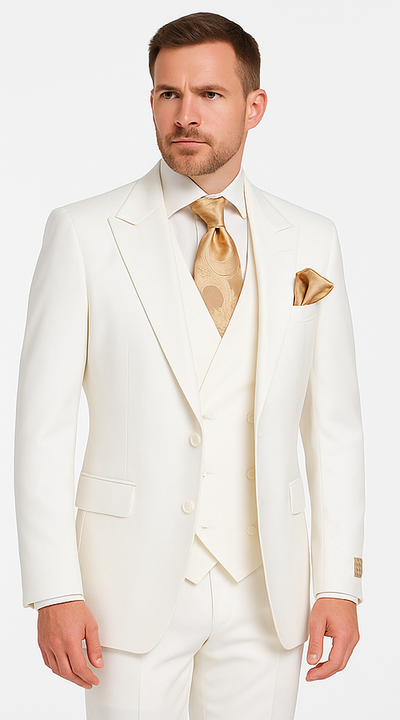 Tailored Men’s Suit in Winter White – Rossi Man ELI RM202 Formal 3-Piece Set 5 CYRUS-RM117  - from alligatorwarehouse.com