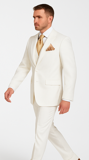 Tailored Men’s Suit in Winter White – Rossi Man ELI RM202 Formal 3-Piece Set
