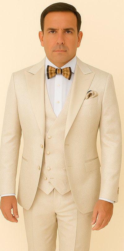 Rossi Man FORD RM1913 – Slim Fit 3-Piece Suit for Men in Off-White | Classic Style for Formal Occasions 5   - from alligatorwarehouse.com