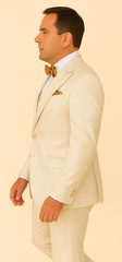 Rossi Man FORD RM1913 – Slim Fit 3-Piece Suit for Men in Off-White | Classic Style for Formal Occasions