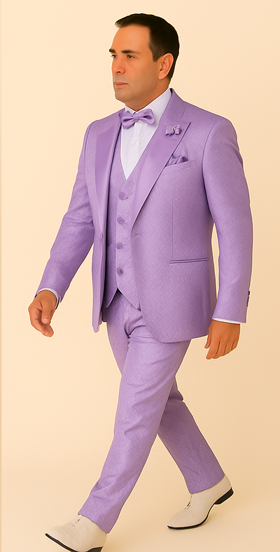 Rossi Man FORD RM1914 – Men's 3-Piece Slim Fit Suit in Purple | Timeless Modern Formalwear 3   - from alligatorwarehouse.com