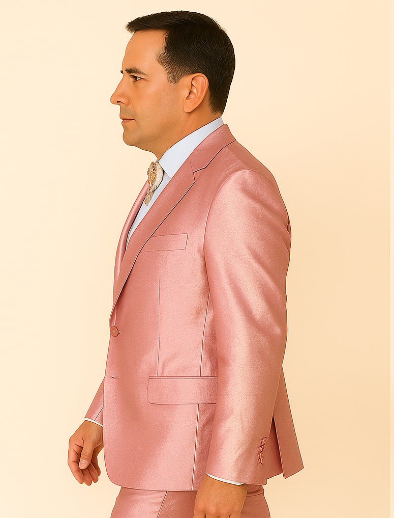 Rossi Man LEO RM1602 – Men's 3-Piece Slim Fit Suit in Pink | Modern Classic Formalwear 3   - from alligatorwarehouse.com