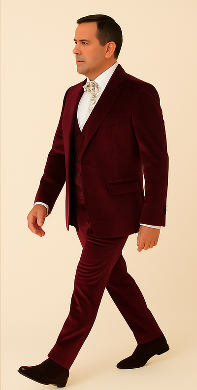 Rossi Man LEO RM1608 – Dark Red 3-Piece Slim Fit Suit for Men | Perfect for Formal & Wedding Events 4   - from alligatorwarehouse.com