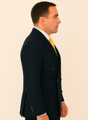 Rossi Man Double-Breasted 2-on-6 Suit – Elegant Men's Formalwear with Flat Front Trousers